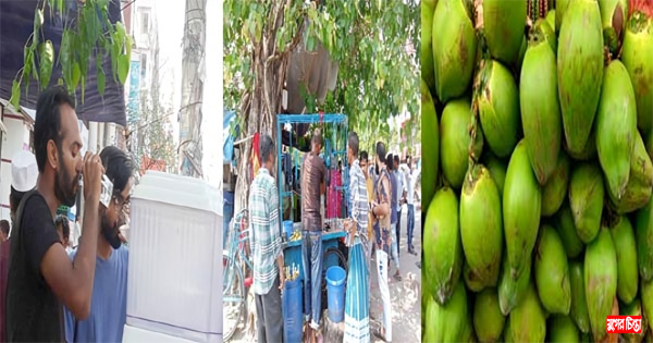 তীব্র গরমে বেড়েছে শরবত-ডাবের চাহিদা