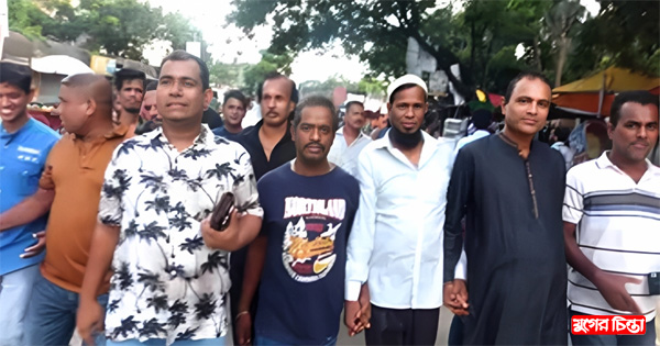 গণমিছিলে সদ্য কারামুক্ত যুবদল নেতা সাগর প্রধানের বিশাল মিছিল