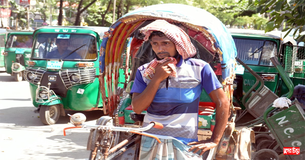 প্রখর রোদেও থেমে নেই রিকশার প্যাডেল
