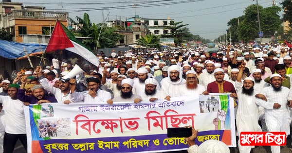 গাজায় ইসরায়েলি হামলার প্রতিবাদে তল্লায় বিক্ষোভ মিছিল