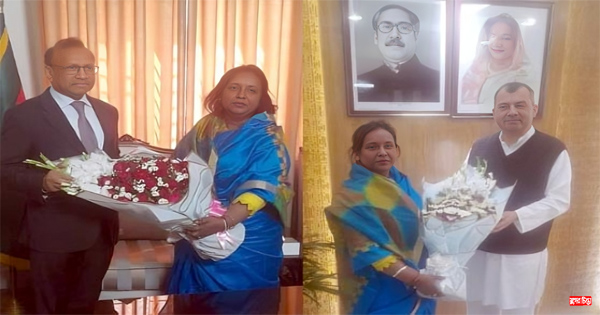 দুই মন্ত্রীকে মেয়র আইভীর ফুলেল শুভেচ্ছা