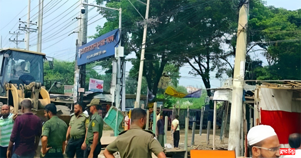 কাঁচপুরে ঢাকা দক্ষিণ সিটি করপোরেশনের উচ্ছেদ অভিযান