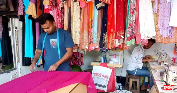 ঈদকে কেন্দ্র করে দর্জিবাড়িগুলোতে নির্ঘুম রাত কাটছে কারিগরদের