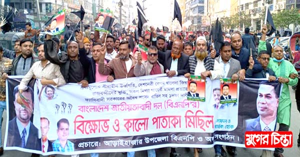 কালো পতাকা মিছিলে ব্যাপকভাবে আড়াইহাজার বিএনপির অংশগ্রহণ